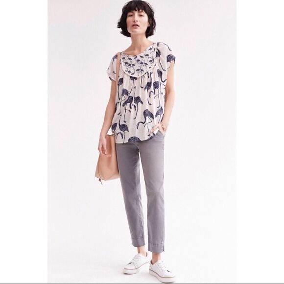 NEW Anthropologie Pilcro Stet Gray Relaxed Fit Cropped Chino Capri Pants Size 31 - Picture 2 of 5